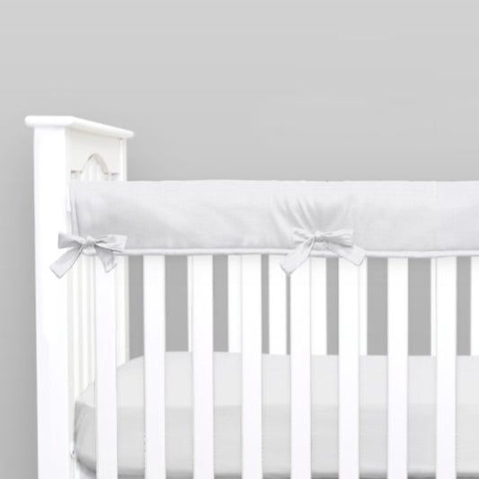 Solid Silver Gray Crib Rail Cover with Piping - New Arrivals Inc