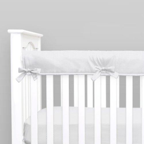 Solid Silver Gray Crib Rail Cover with Piping- Short Rail Guard (Set of 2) - New Arrivals Inc