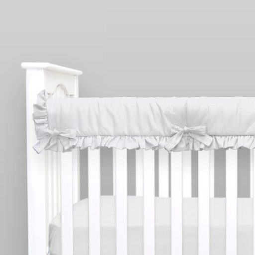 Solid Silver Gray Crib Rail Cover with Ruffle- Short Rail Guard (Set of 2) - New Arrivals Inc