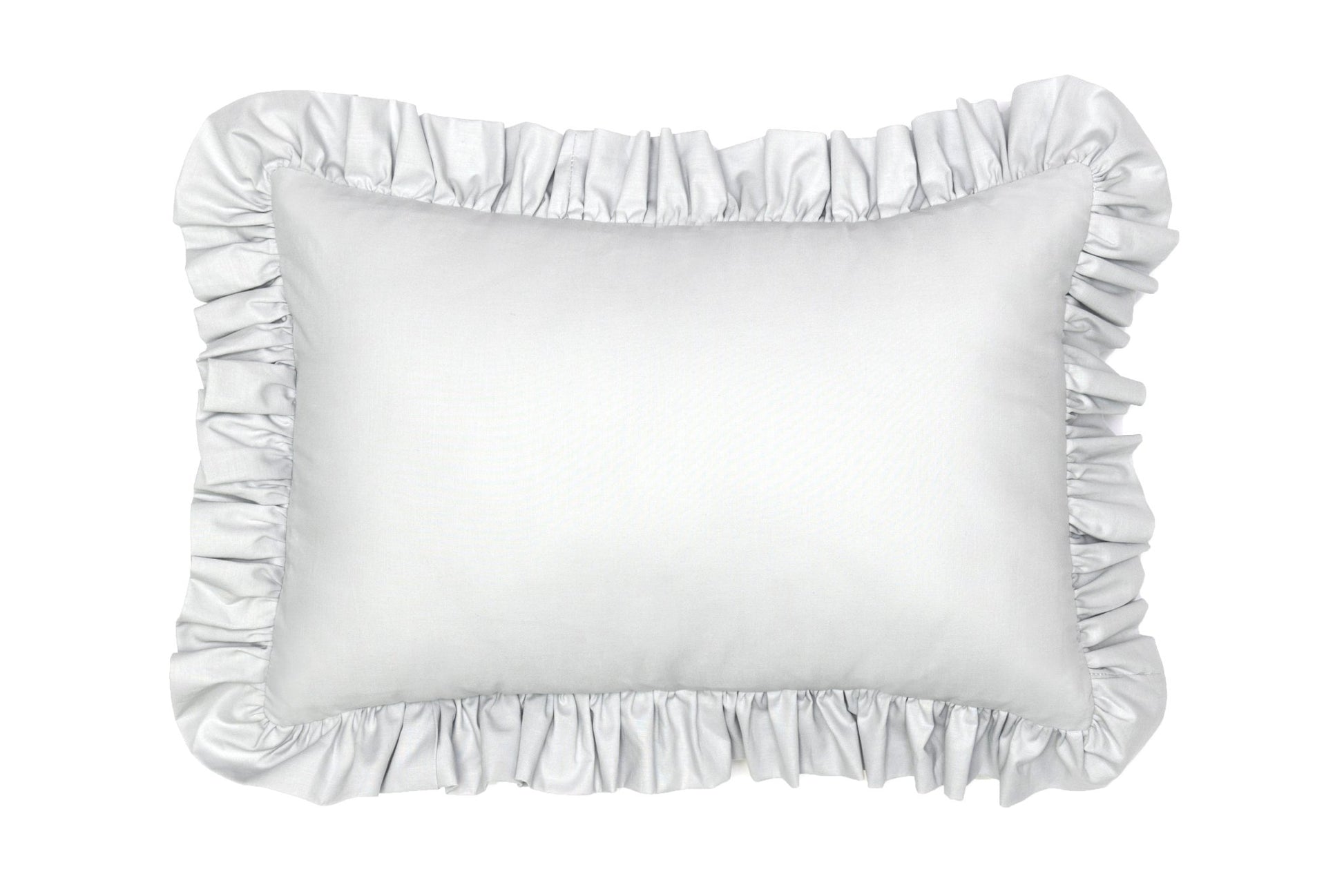 Solid Silver Gray Decorative Pillow with Ruffle - New Arrivals Inc