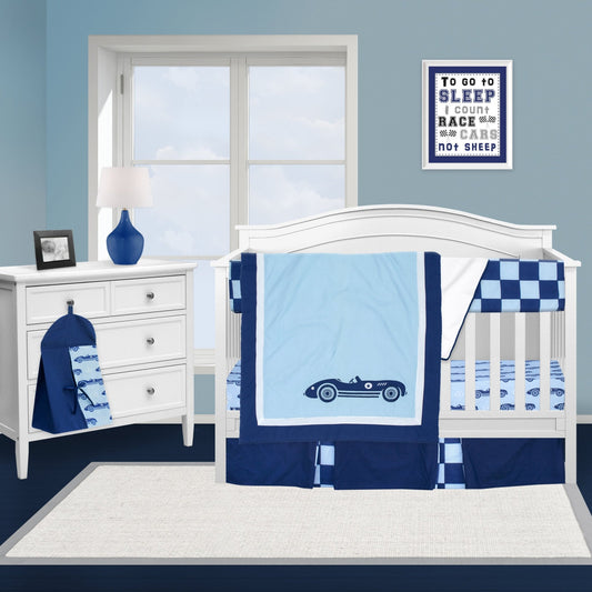 Vintage Race Cars 6 Piece Crib Bedding Set - New Arrivals Inc