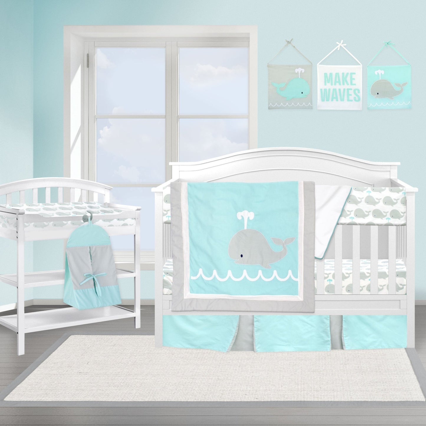 Whale 10 Piece Crib Bedding Set - New Arrivals Inc