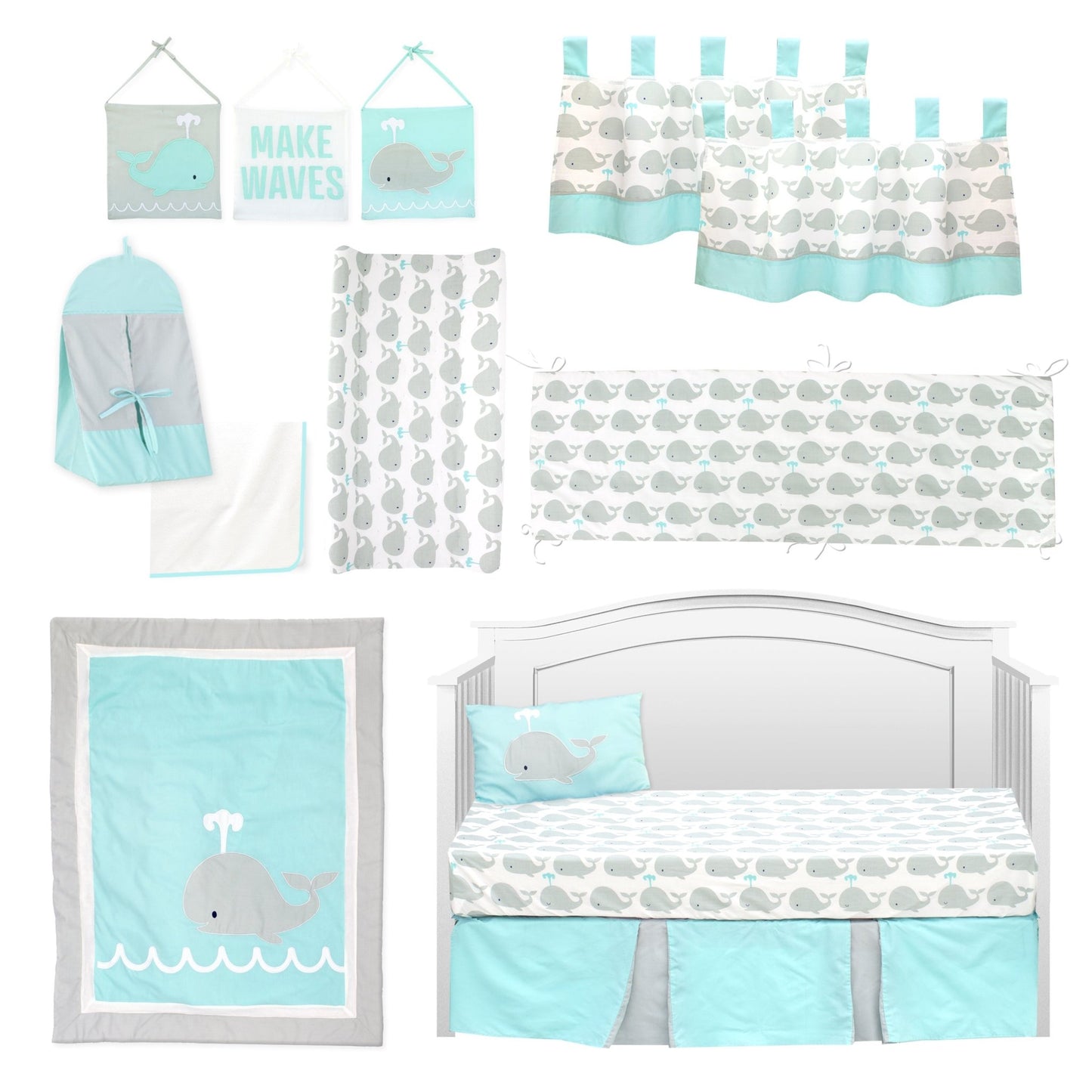 Whale 13 Piece Crib Bedding Set - New Arrivals Inc