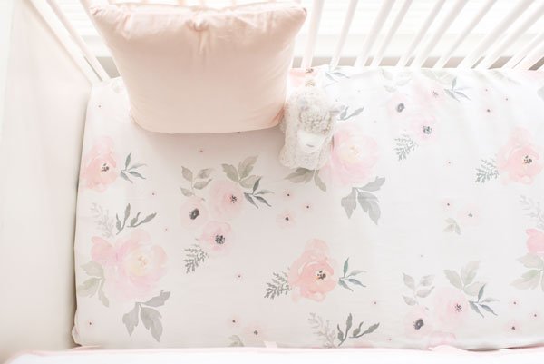 White and Blush Rose Bouquet Floral Crib Bedding - 3 Piece Set - New Arrivals Inc