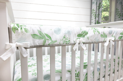 White and Green Farmhouse Crib Bedding - 3 Piece Set - New Arrivals Inc