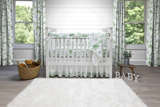 White and Green Farmhouse Crib Bedding - New Arrivals Inc