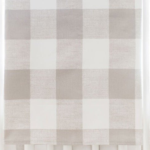 White and Khaki Buffalo Plaid Crib Blanket