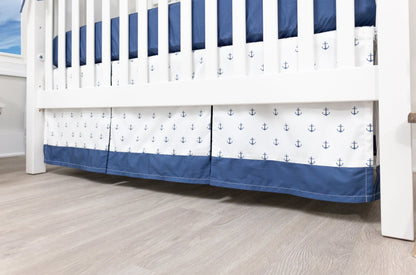 White and Navy Mini Anchors Crib Bedding - 2 Piece Set - New Arrivals Inc
