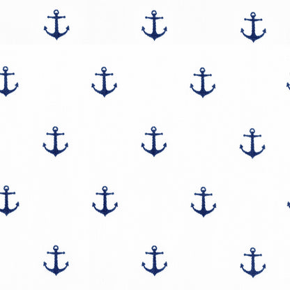 White and Navy Mini Anchors Crib Bedding Swatches - New Arrivals Inc