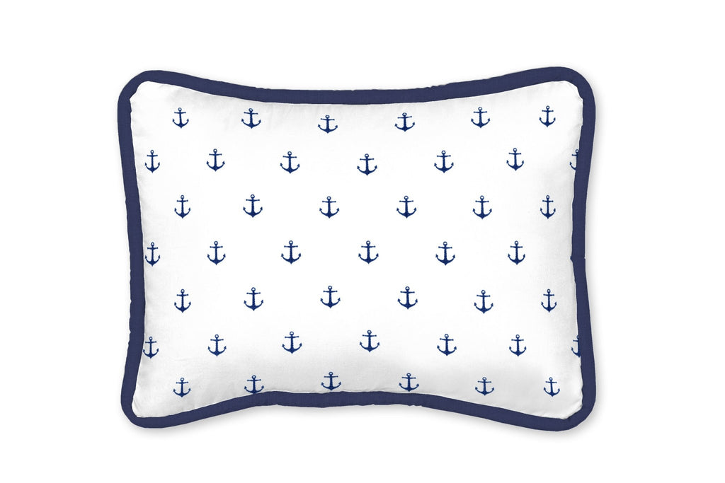 White and Navy Mini Anchors Decorative Pillow